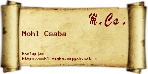 Mohl Csaba névjegykártya